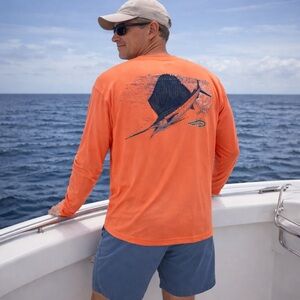 Reel Life Fishing Shirt Large Coral Fishing "Sail She Goes" Sailfish Quick Dry